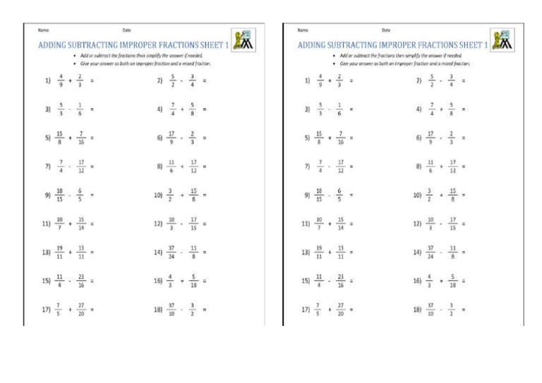 Adding Unlike Fractions | PDF