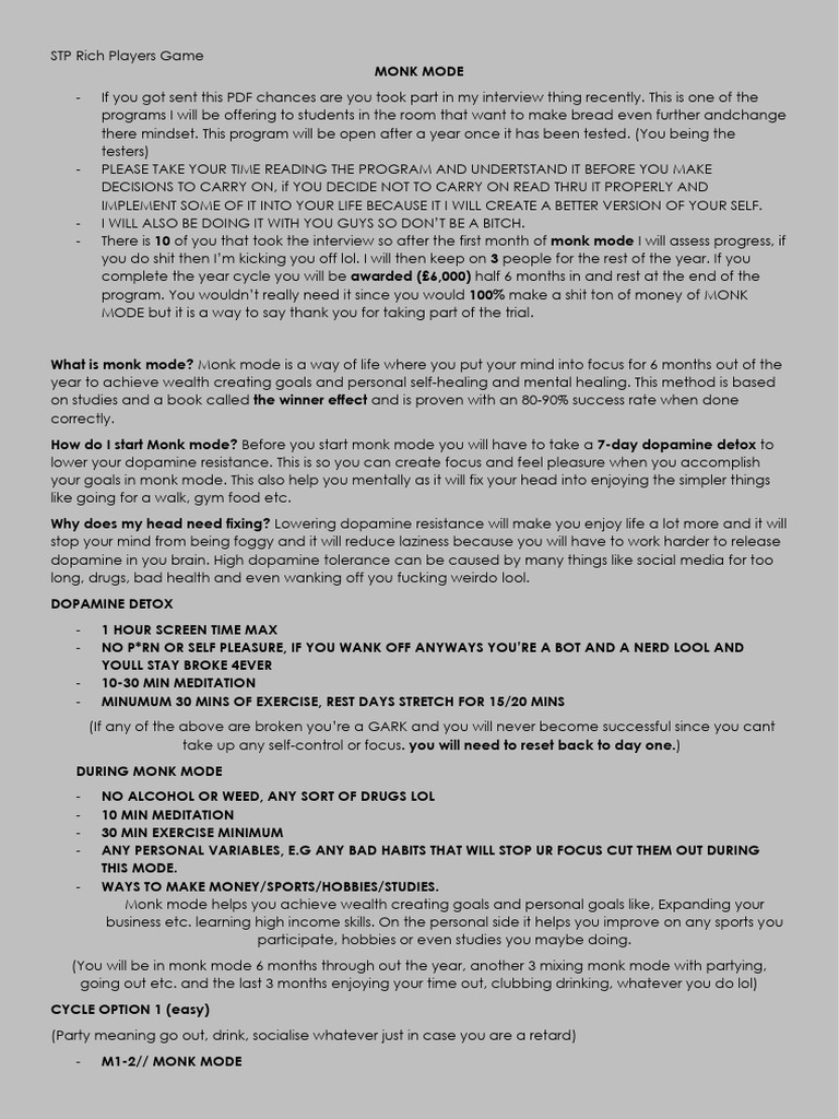 Monk Mode 1 | PDF | Self-Improvement
