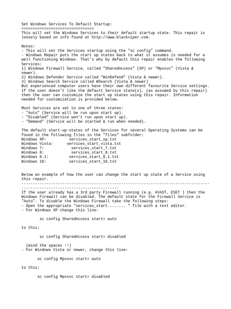 Reset Windows Services to Default | PDF | X86 Architecture | Computer ...