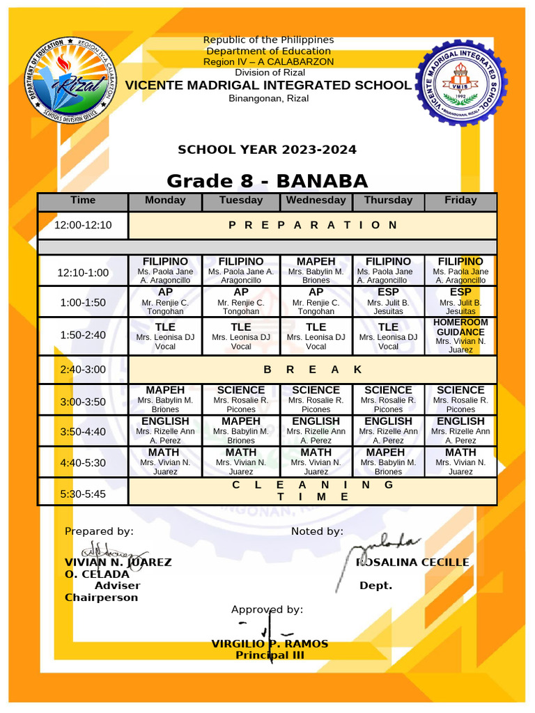 CLASS-PROGRAM-G8 Banaba | PDF | Philippines