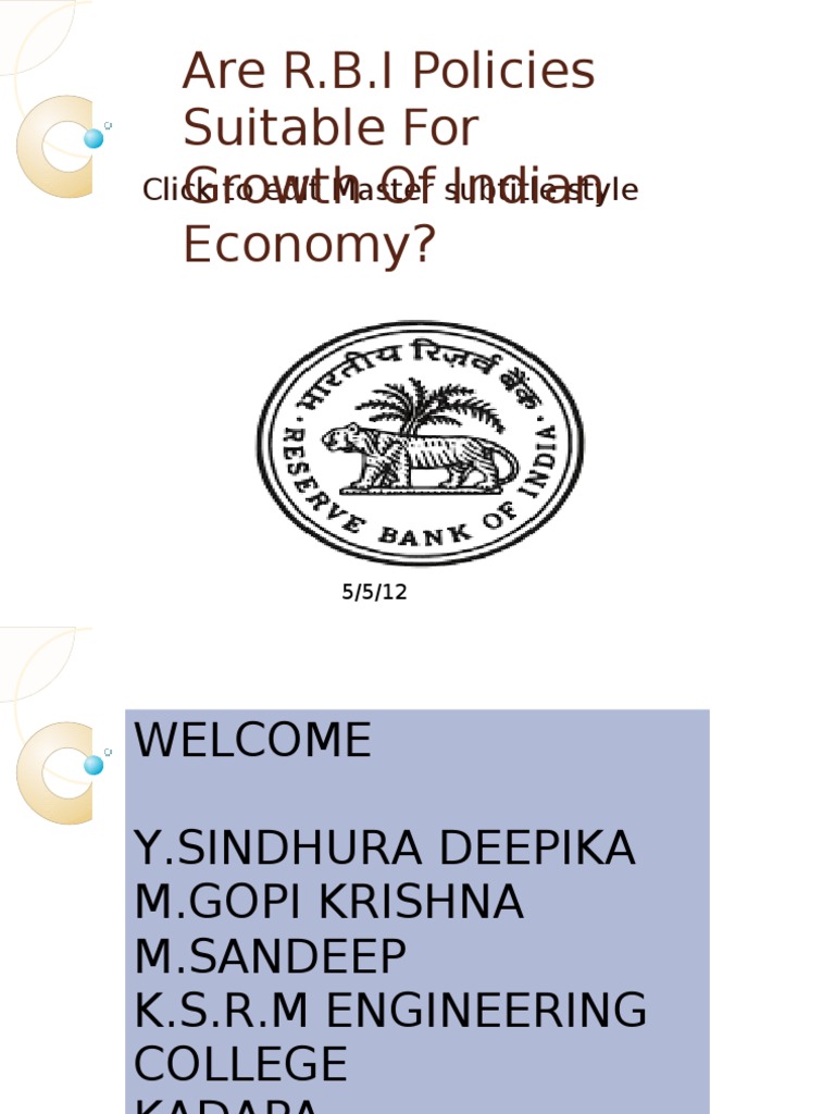 RBI Policies and Indian Economic Growth | PDF | Reserve Bank Of India ...