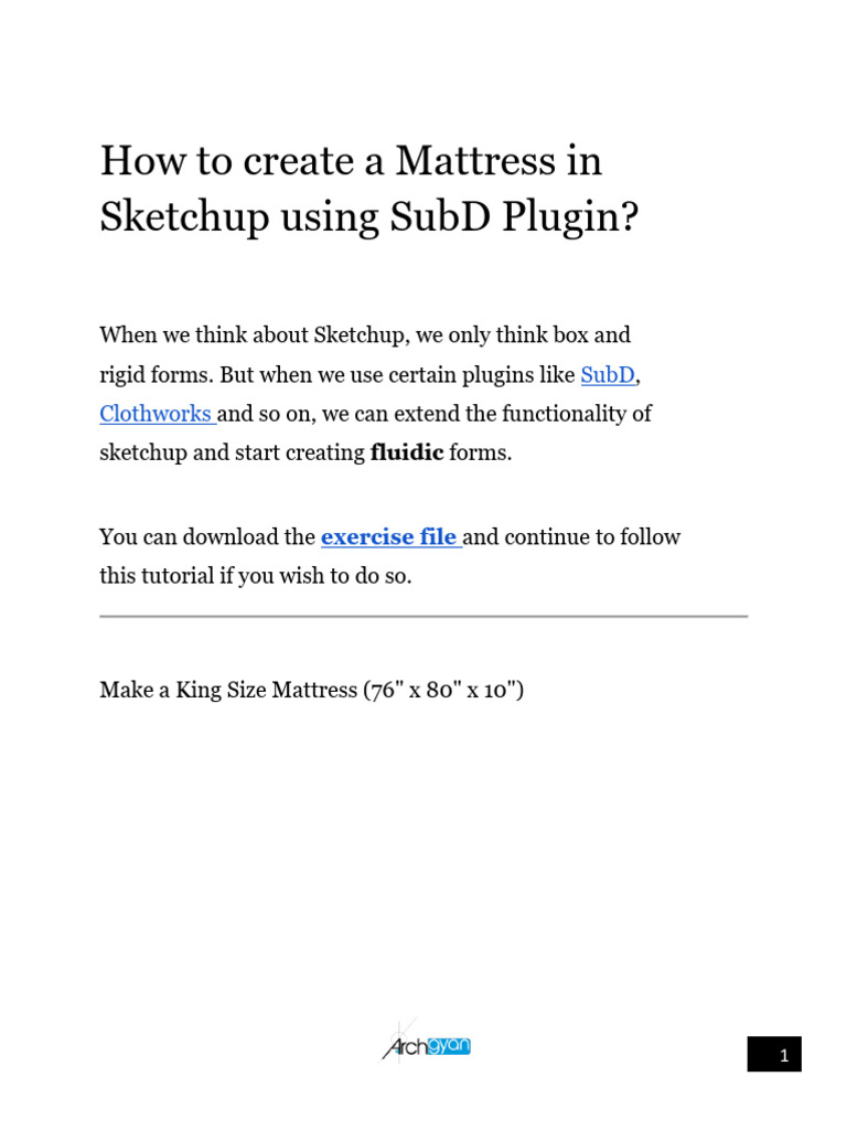 How To Create A Mattress in Sketchup Using SubD Plugin | PDF | Computing