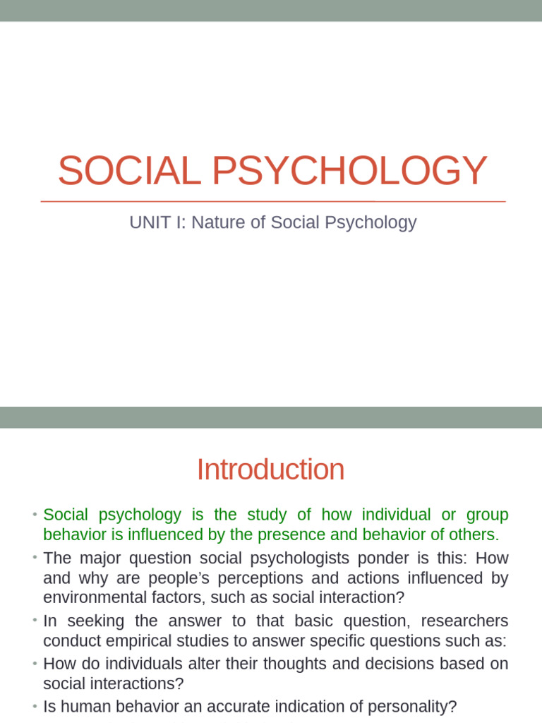 Nature of Social Psychology | PDF | Social Psychology | Affect (Psychology)