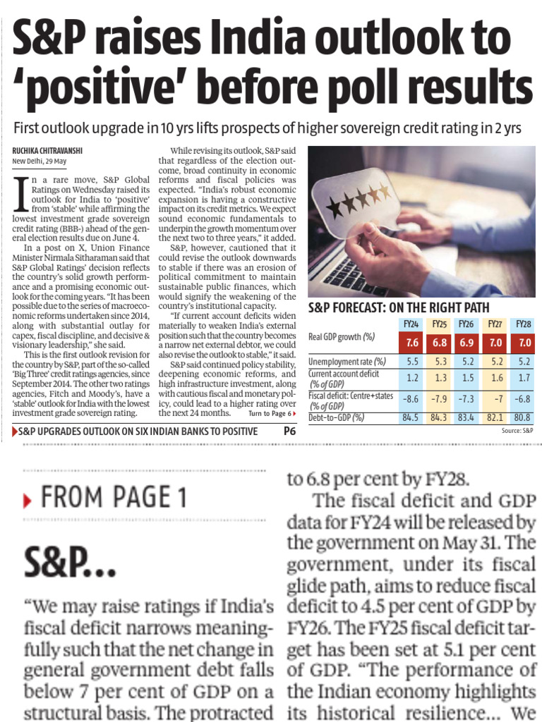 S&P Upgrades India's Outlook to Positive | PDF | Government Budget ...