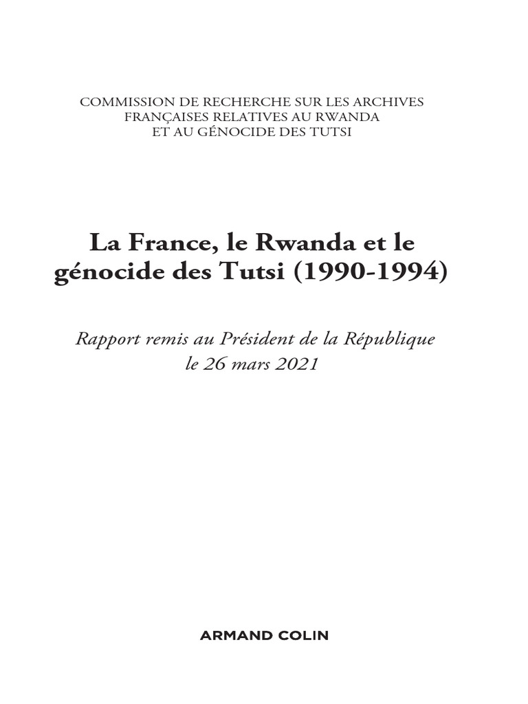 Rapport sur le génocide des Tutsi | PDF | Rwanda | Génocide des Tutsis ...