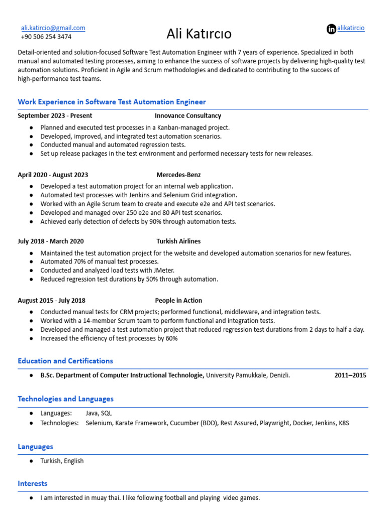 Software Test Automation Engineer Profile | PDF | Automation | Selenium ...