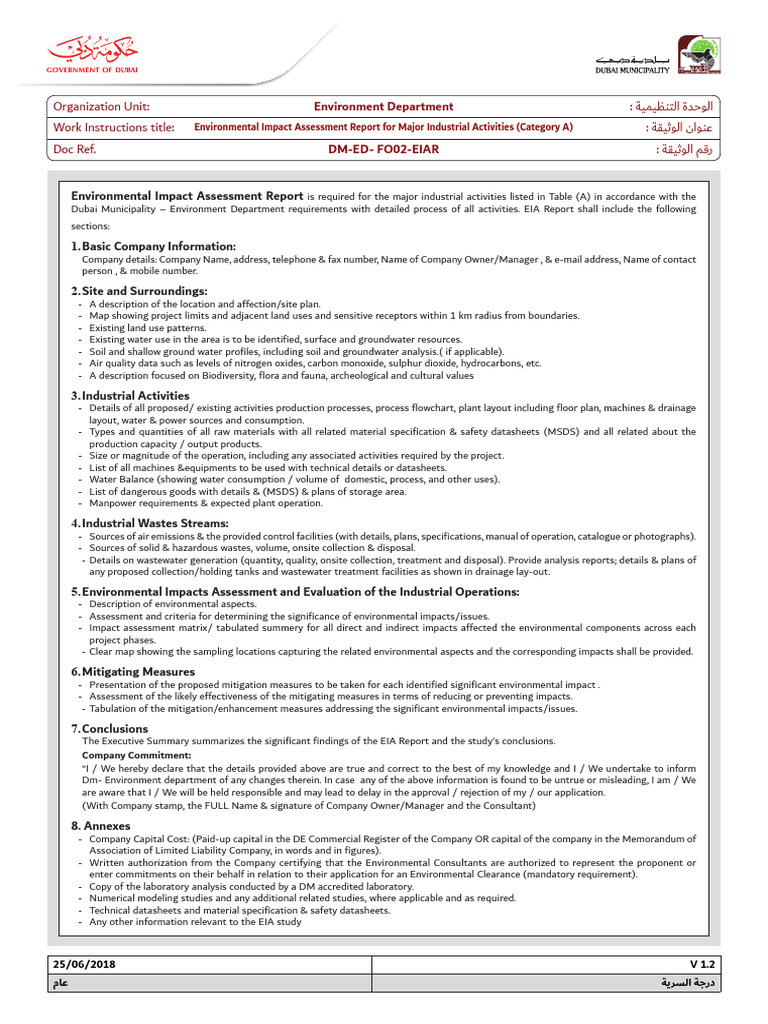 EIA Report For Major Industrial Activities Category A | PDF ...