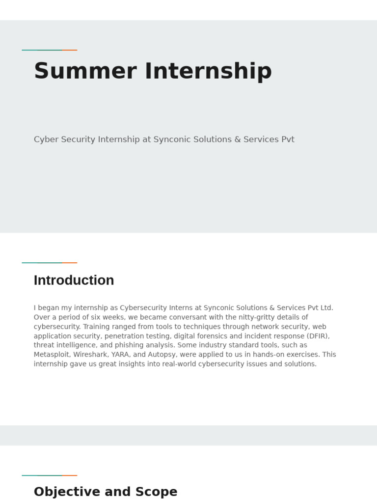 Cybersecurity Internship Experience Summary | PDF | Security | Computer ...