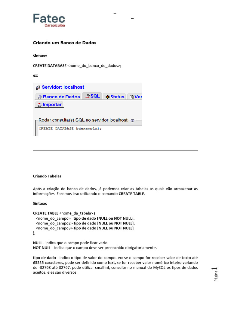 Comandos Básicos SQL | PDF | Bancos de dados | SQL