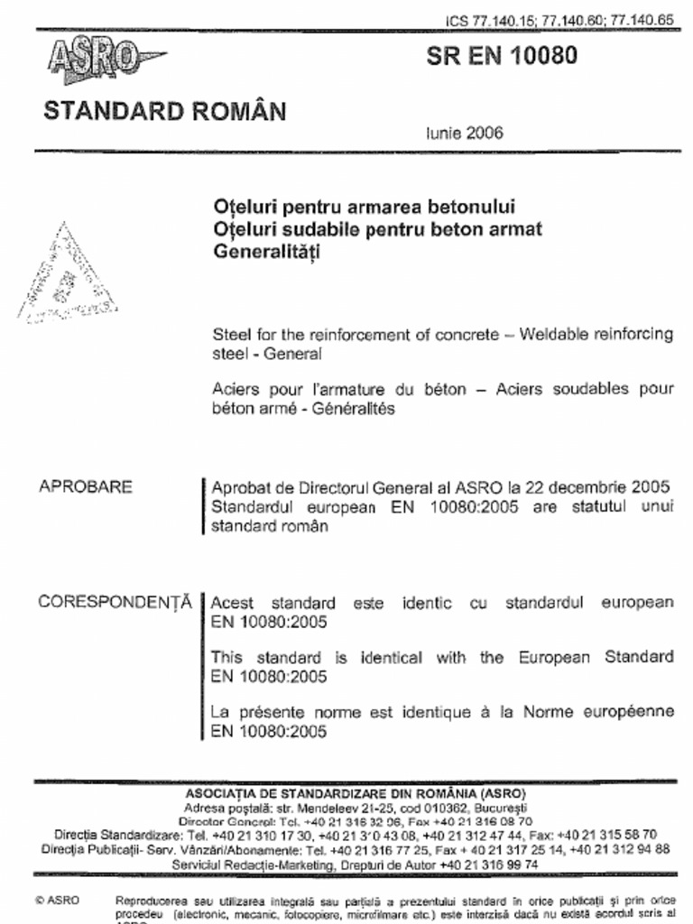 SREN - 10080 - Oteluri Pentru Armarea Betonului | PDF