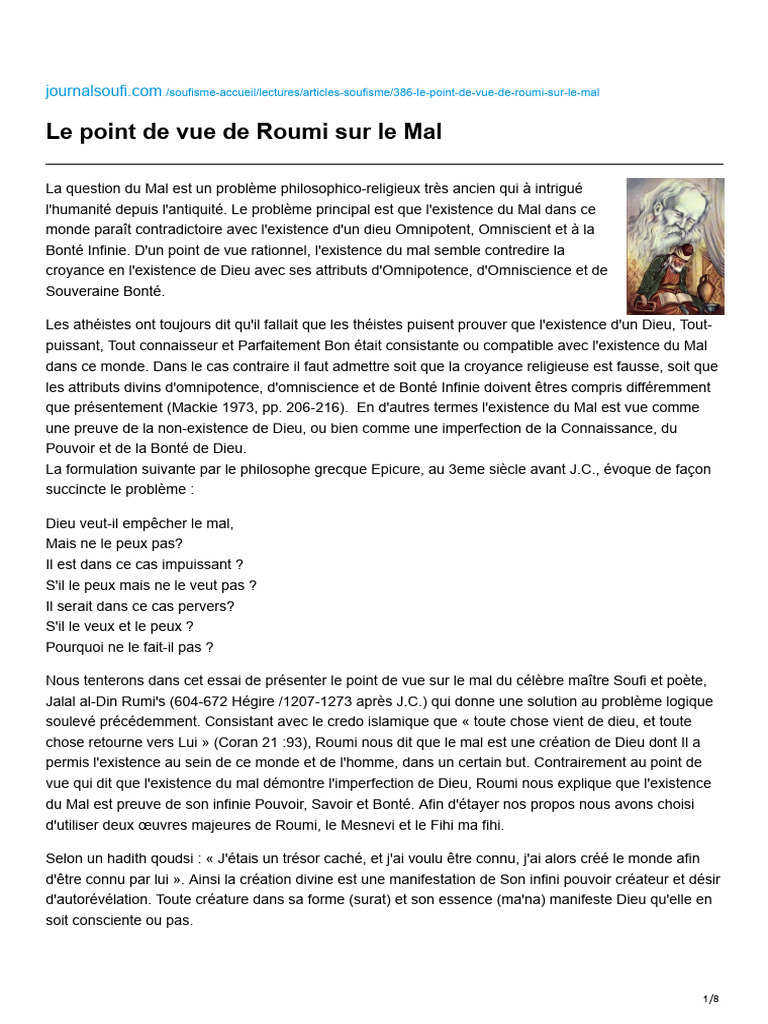 Roumi et la Nature du Mal | PDF | Dieu | Mal