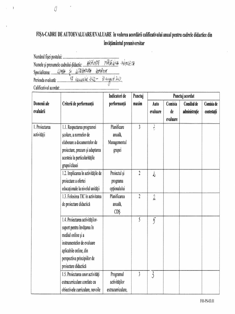 Raport Autoevaluare | PDF