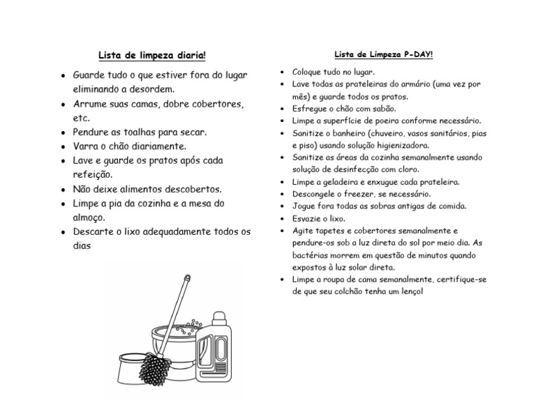 Dicas de Limpeza Diária e Semanal | PDF