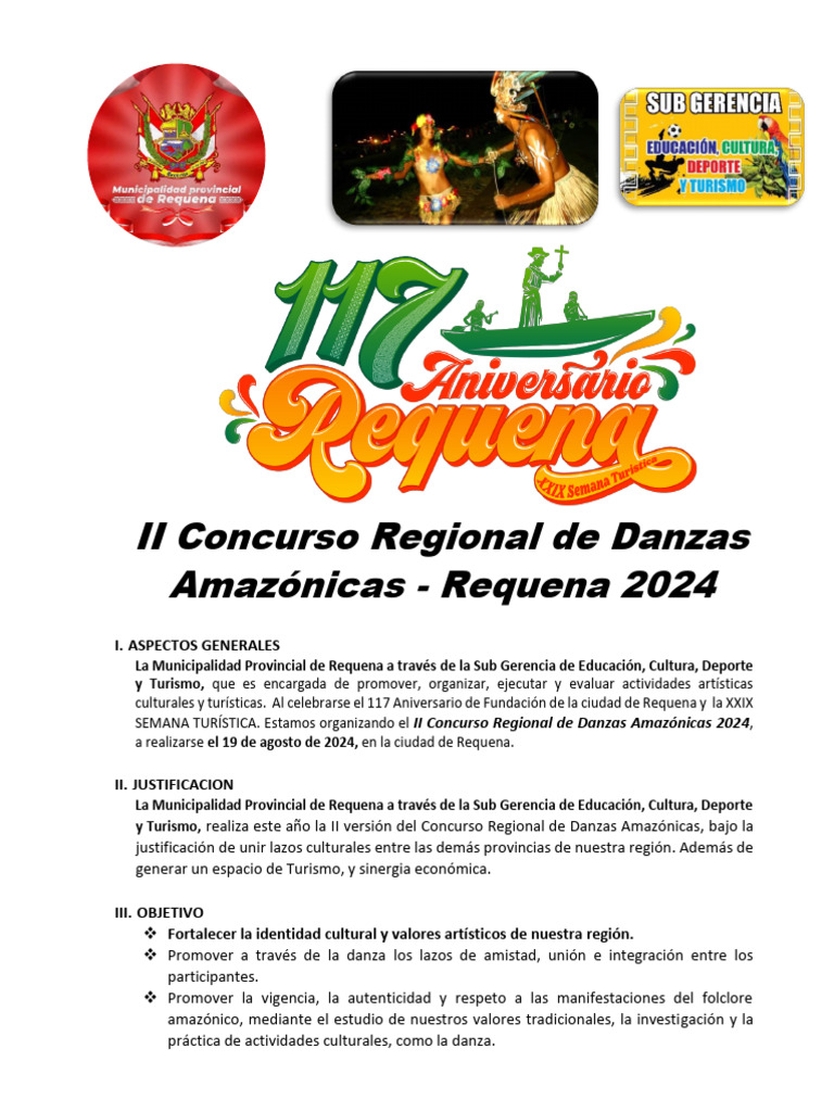 II Concurso Regional de Danzas Amazónicas 2024 - 081314 | PDF | Turismo ...