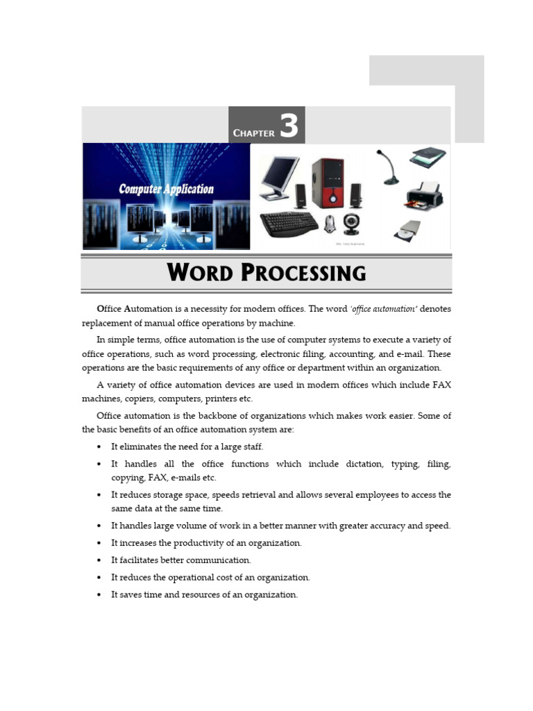 Word Processing Essentials in Office Automation | PDF | Microsoft Word ...