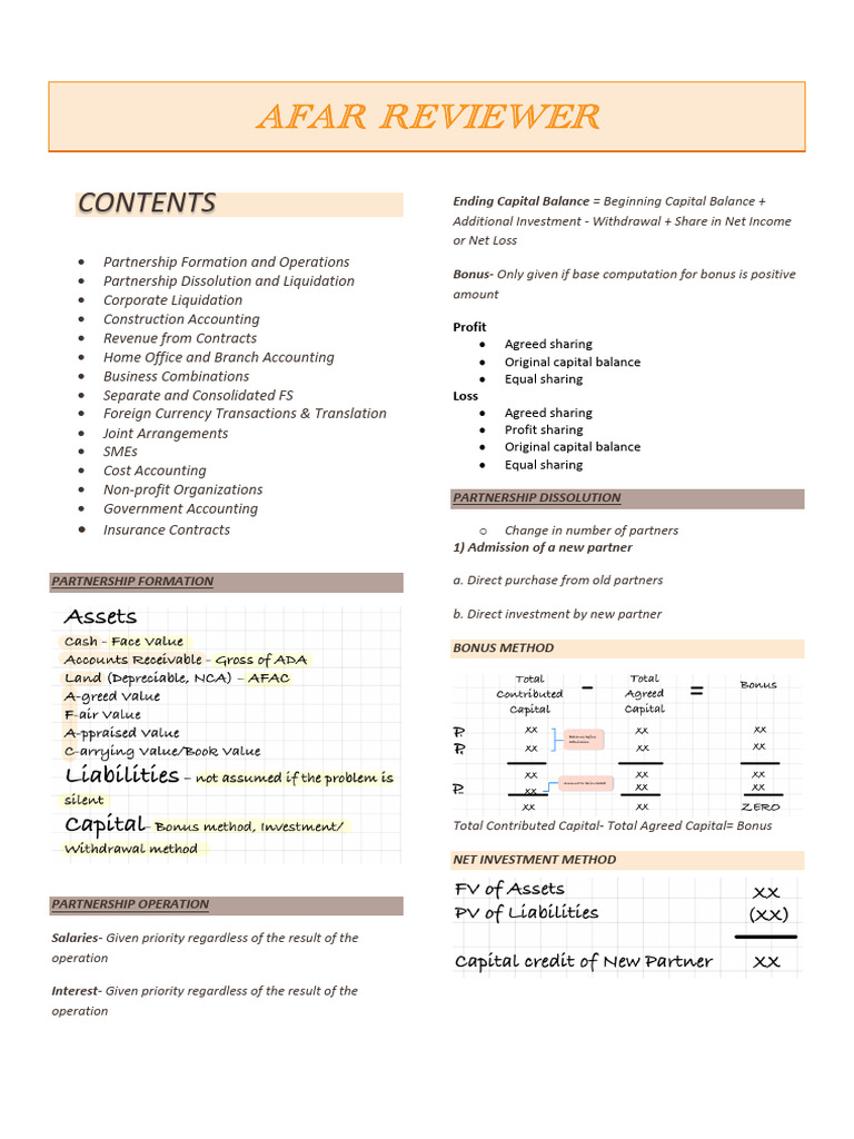 AFAR Accounting Reviewer Overview | PDF | Goodwill (Accounting ...