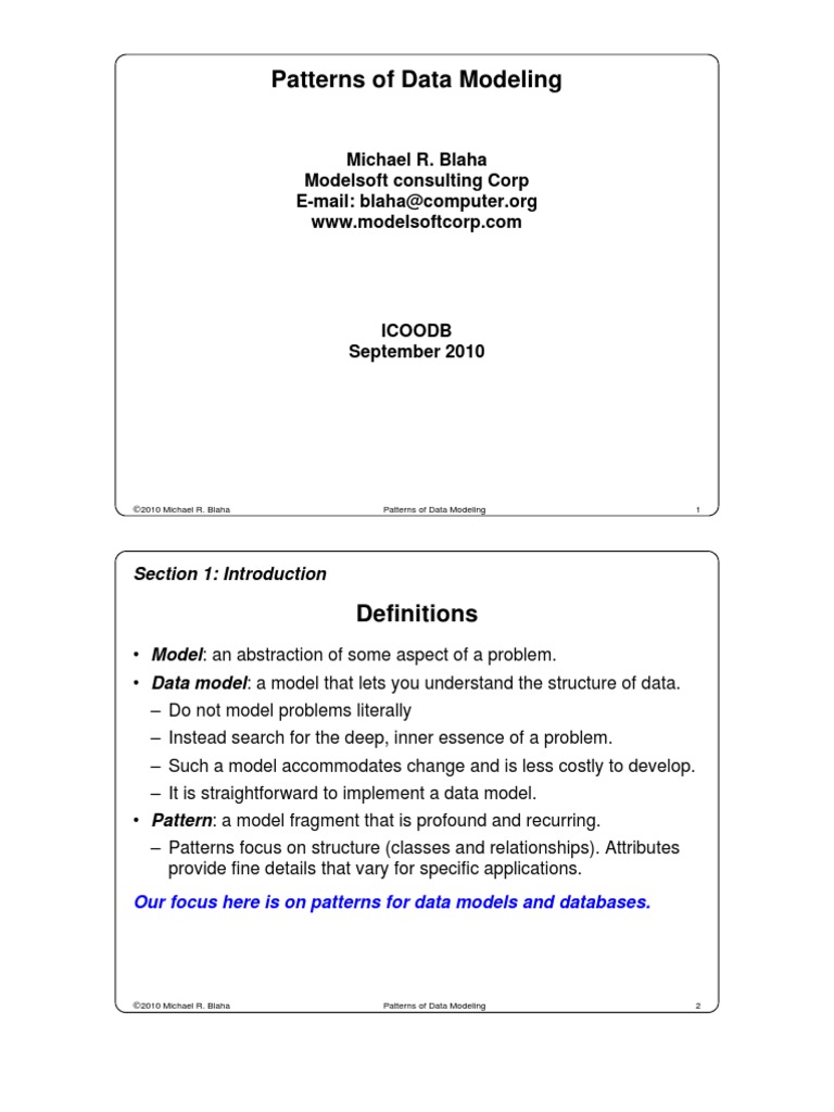 Data Model Patterns | PDF