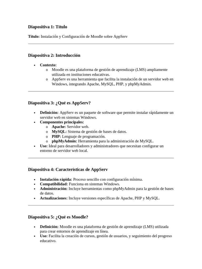 Instalar Moodle con AppServ en Windows | PDF | Moodle | Mi sql