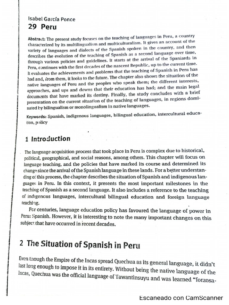Language Contact in Peru | PDF