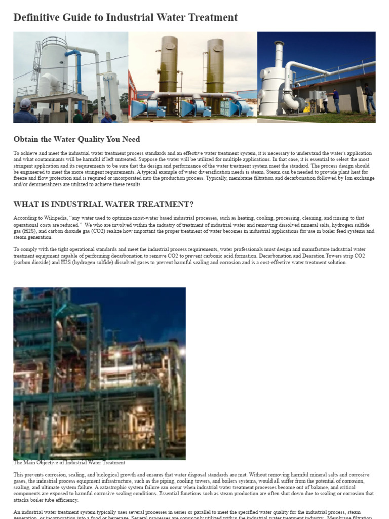 Definitive Guide To Industrial Water Treatment | PDF