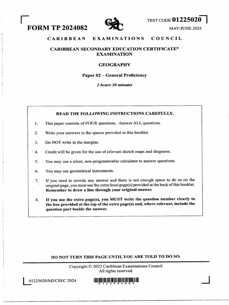 Csec geography mayjune p2 2024 pdf