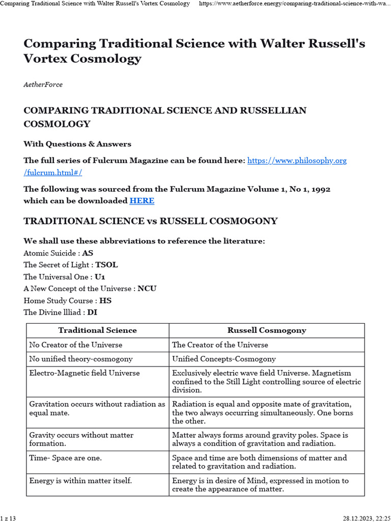 Comparing Traditional Science With Walter Russell's Vortex Cosmology ...