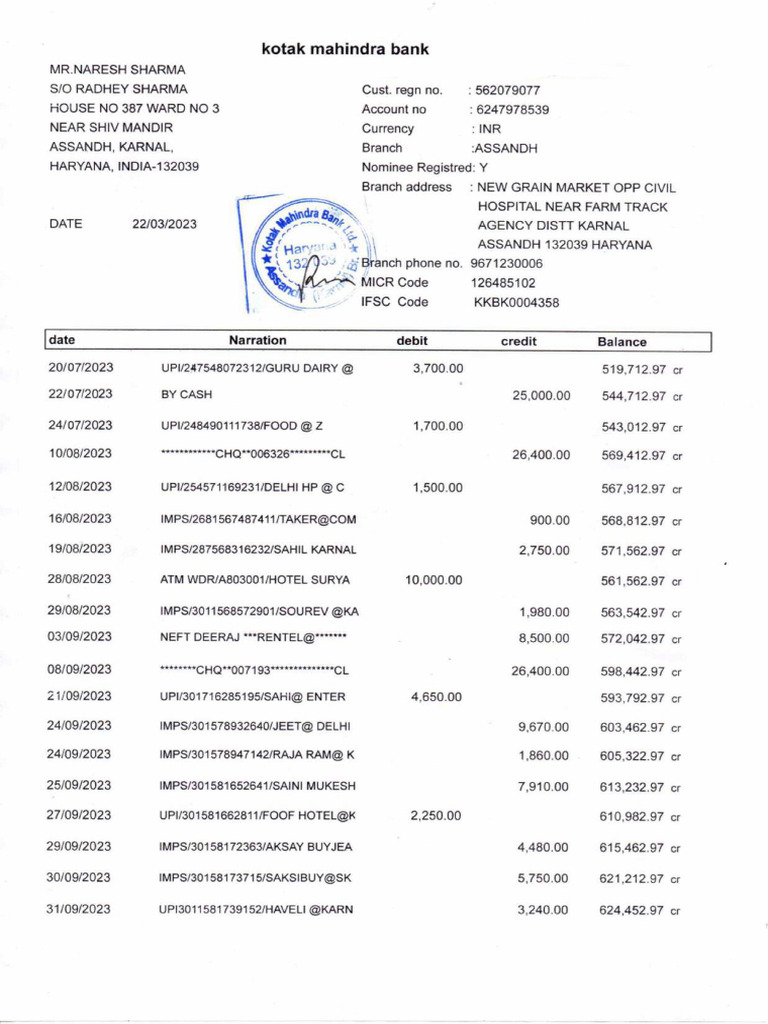 Naresh Bank Statement-1page | PDF