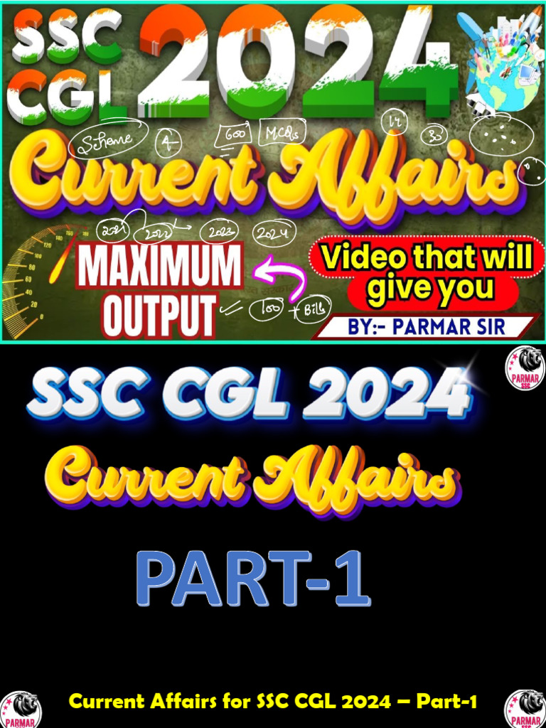 Current Affairs For SSC CGL 2024 (Part-1) Parmar SSC | PDF