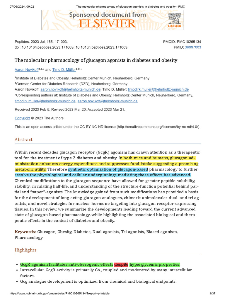 The Molecular Pharmacology of Glucagon Agonists in Diabetes and Obesity ...