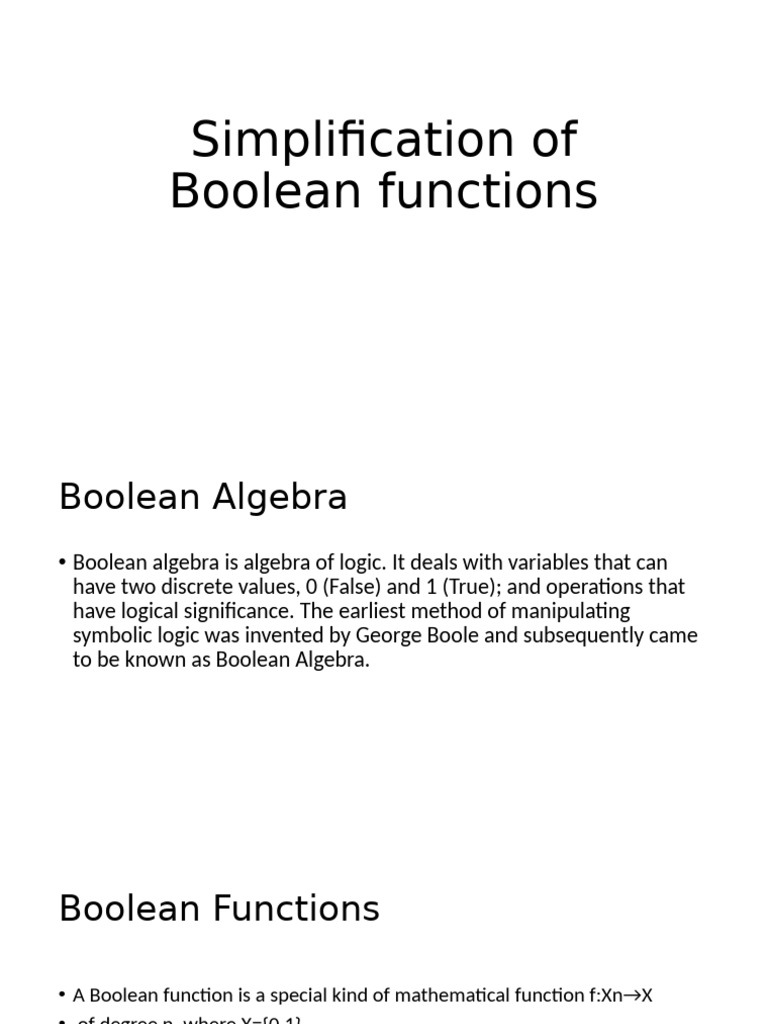 Simplification Of Boolean Functions