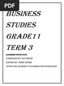 Business Grade 11 Notes Term 3 2024
