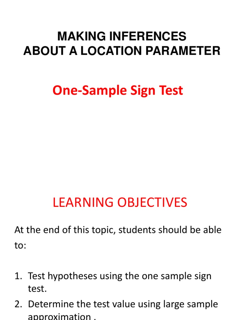 One Sample Sign Test PDF Statistical Hypothesis Testing Hypothesis