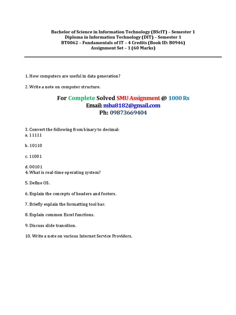 IT Fundamentals Assignment Guide | PDF | Information | Operating System