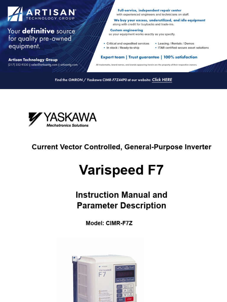Yaskawa V7 User Manual | Modbus Communication Manual V7 and V74X Drives ...