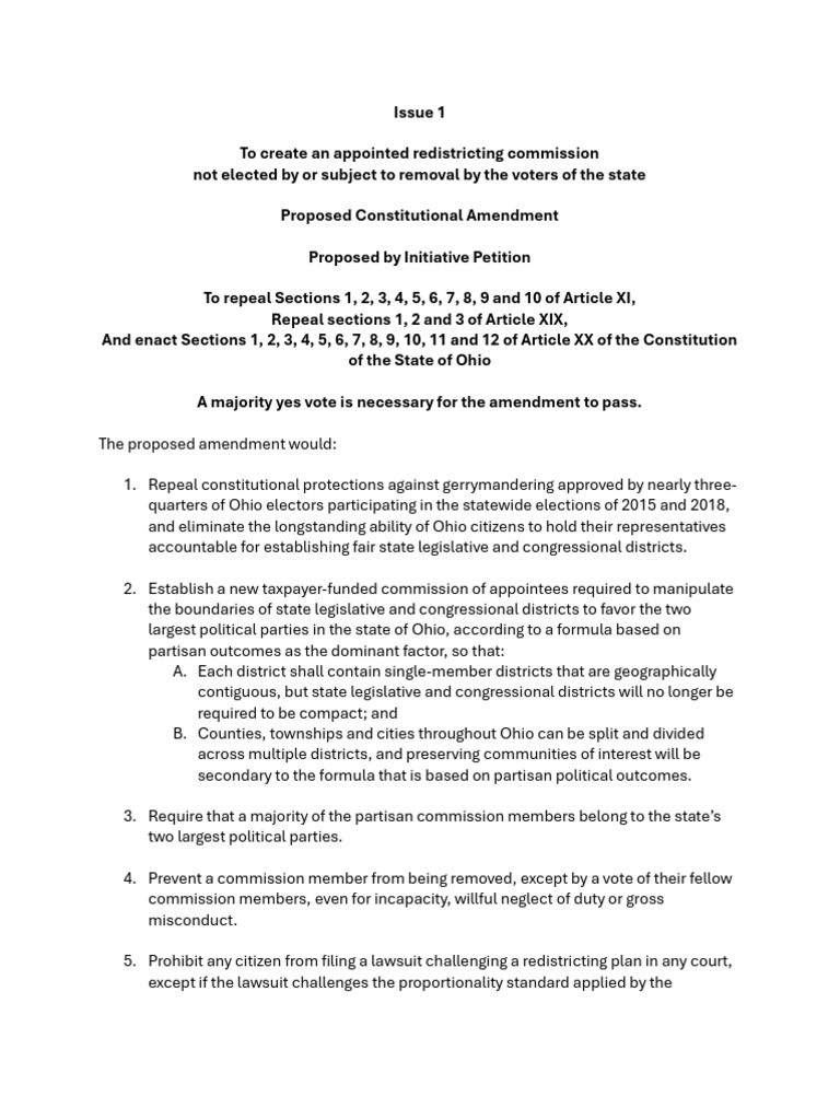 Proposed Ballot Language For Redistricting Measure | PDF | Political ...