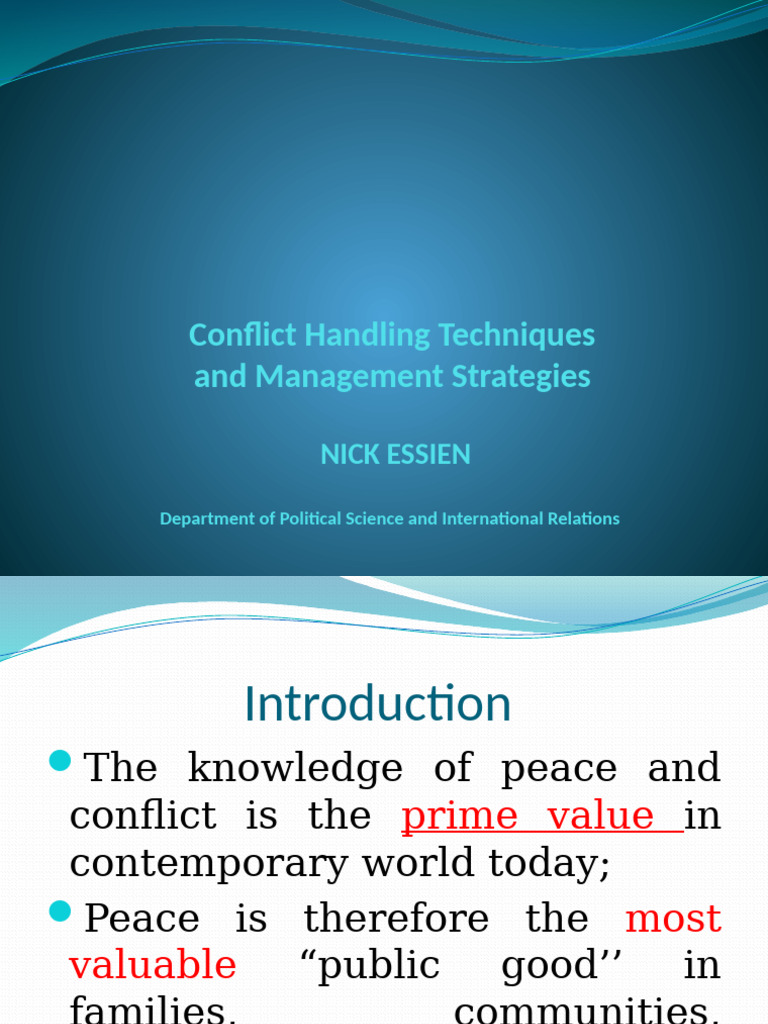 Conflict Handling Techniquesand Management Strategies | PDF