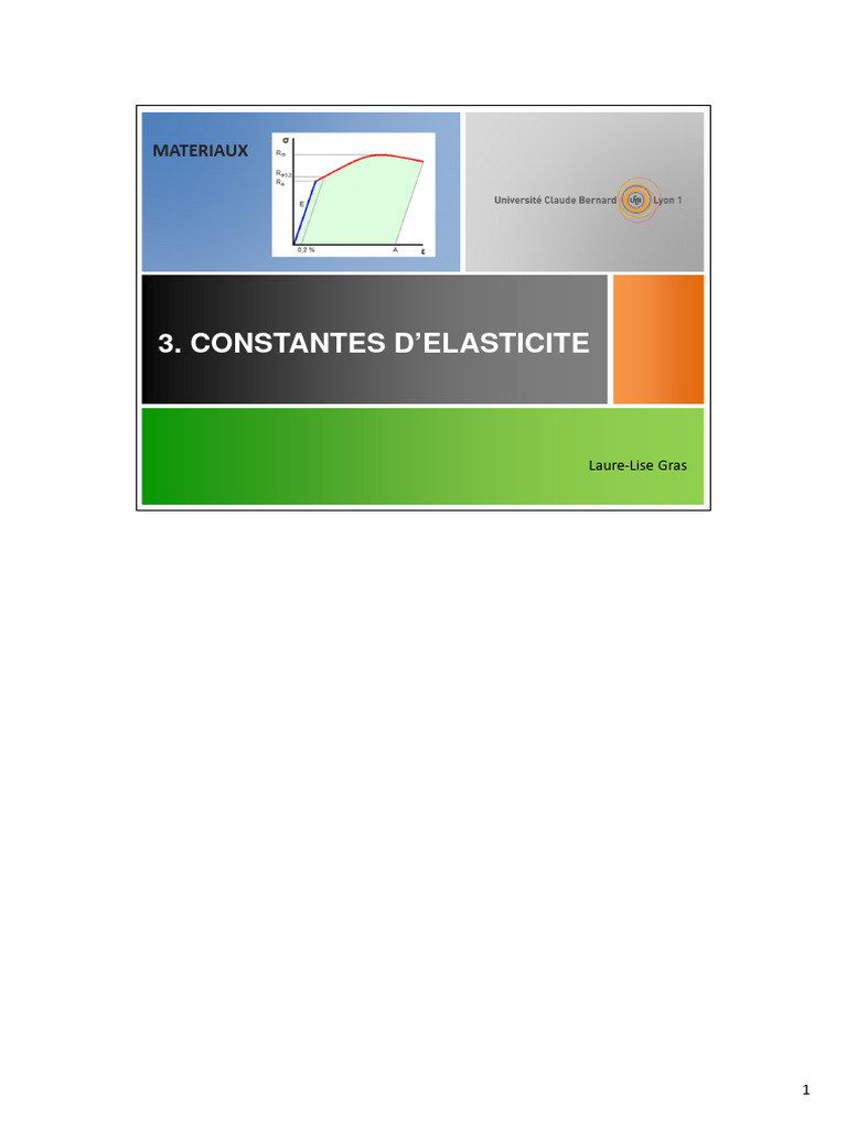 Cours Materiaux 3 Constantes Elasticite | PDF
