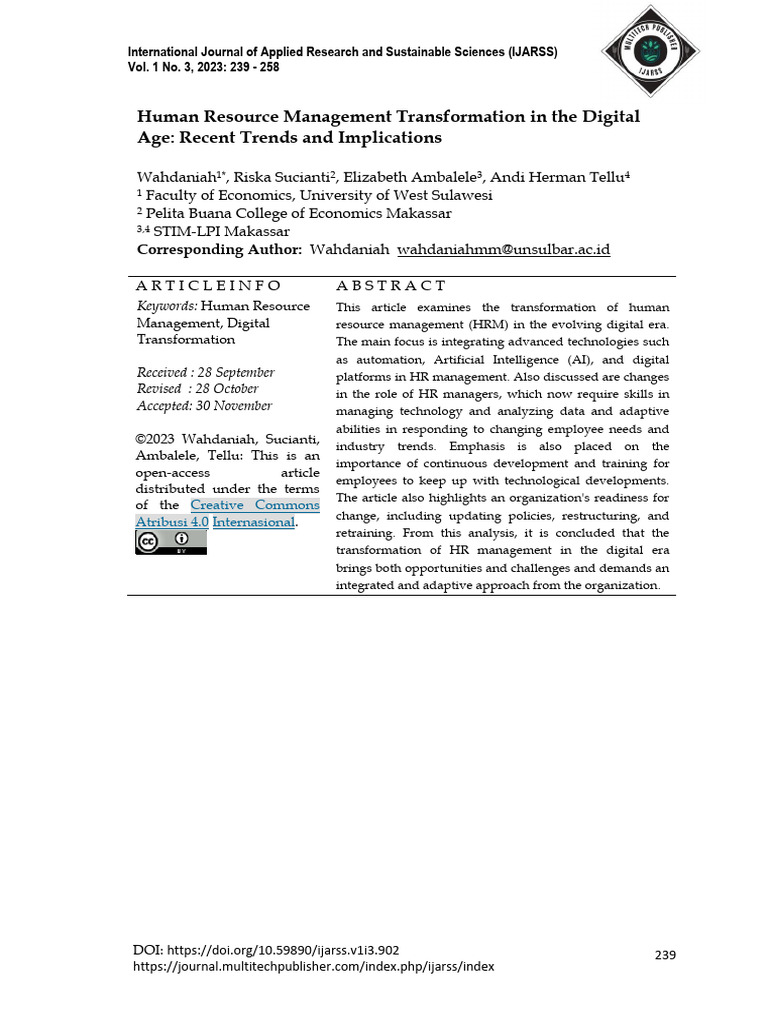HRM Transformation in the Digital Era | PDF | Human Resources ...