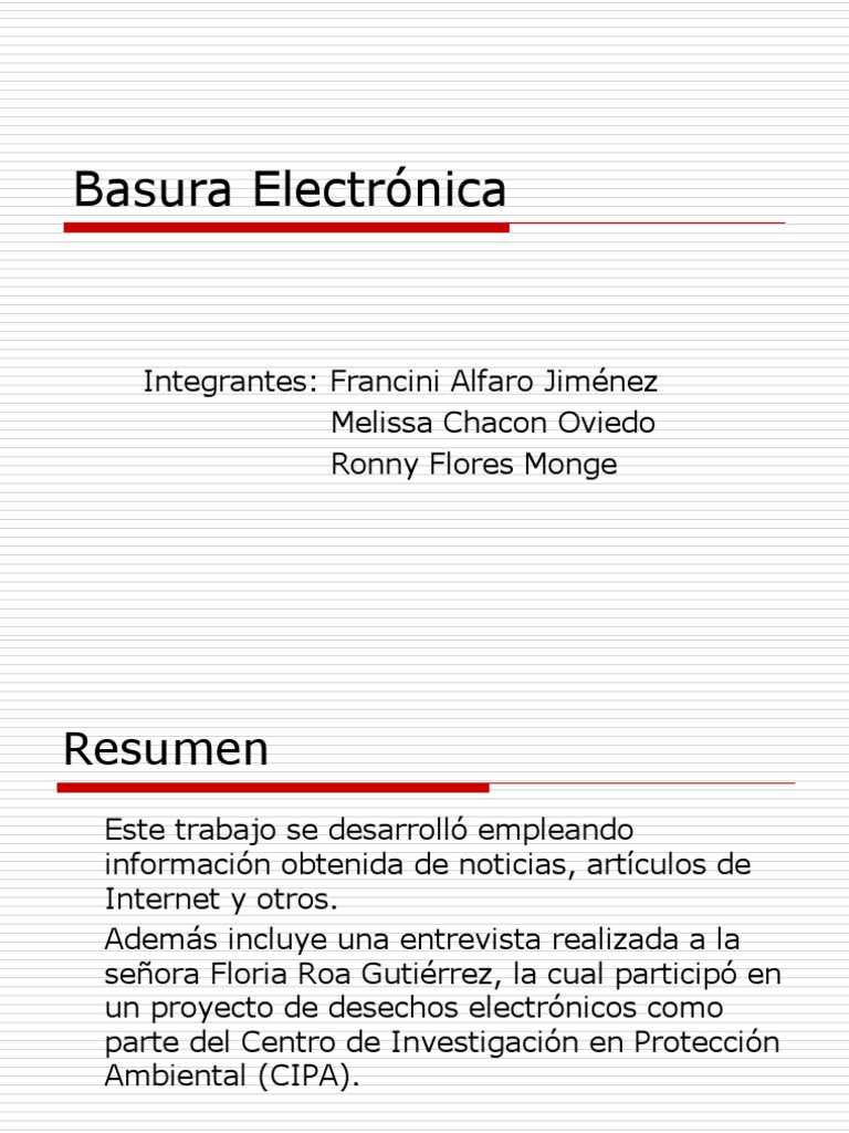 Características de la Basura Electrónica | PDF | Residuos electrónicos ...