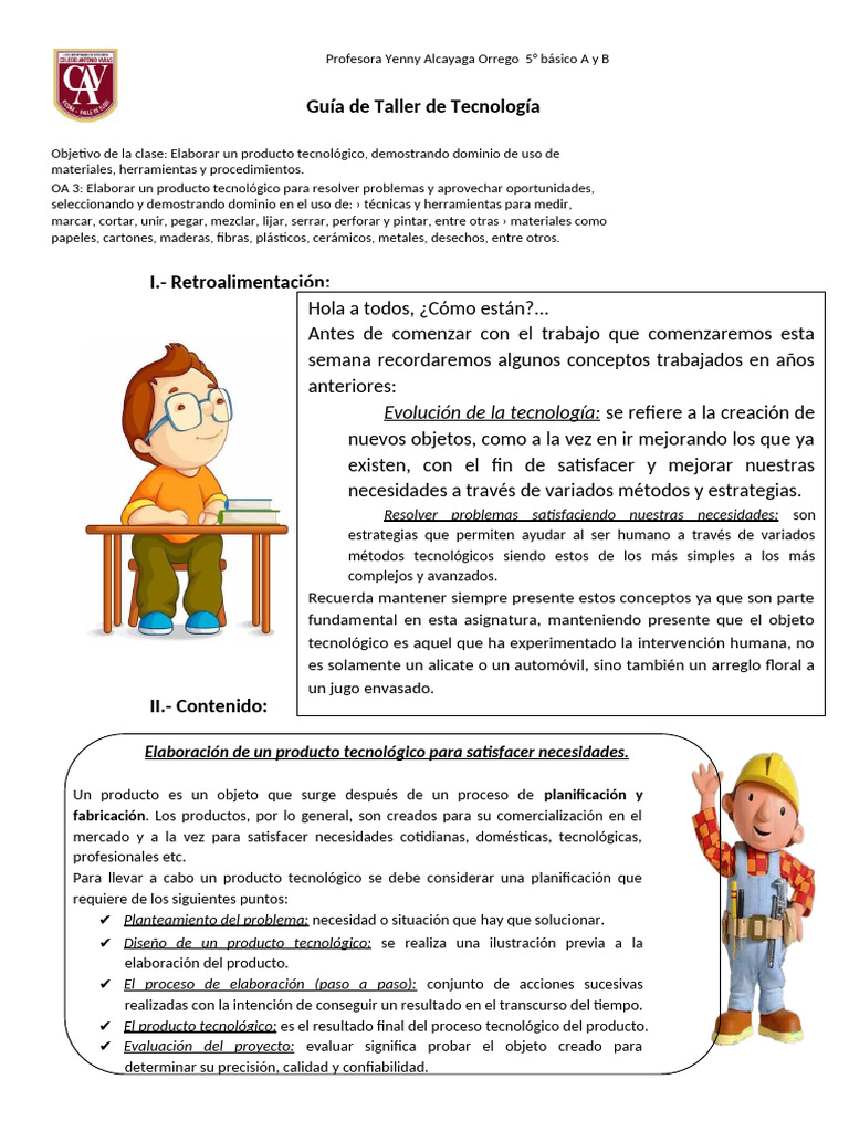 TALLER DE TECNOLOGIA 11 AL 15 DE MARZO 5° A y B | PDF