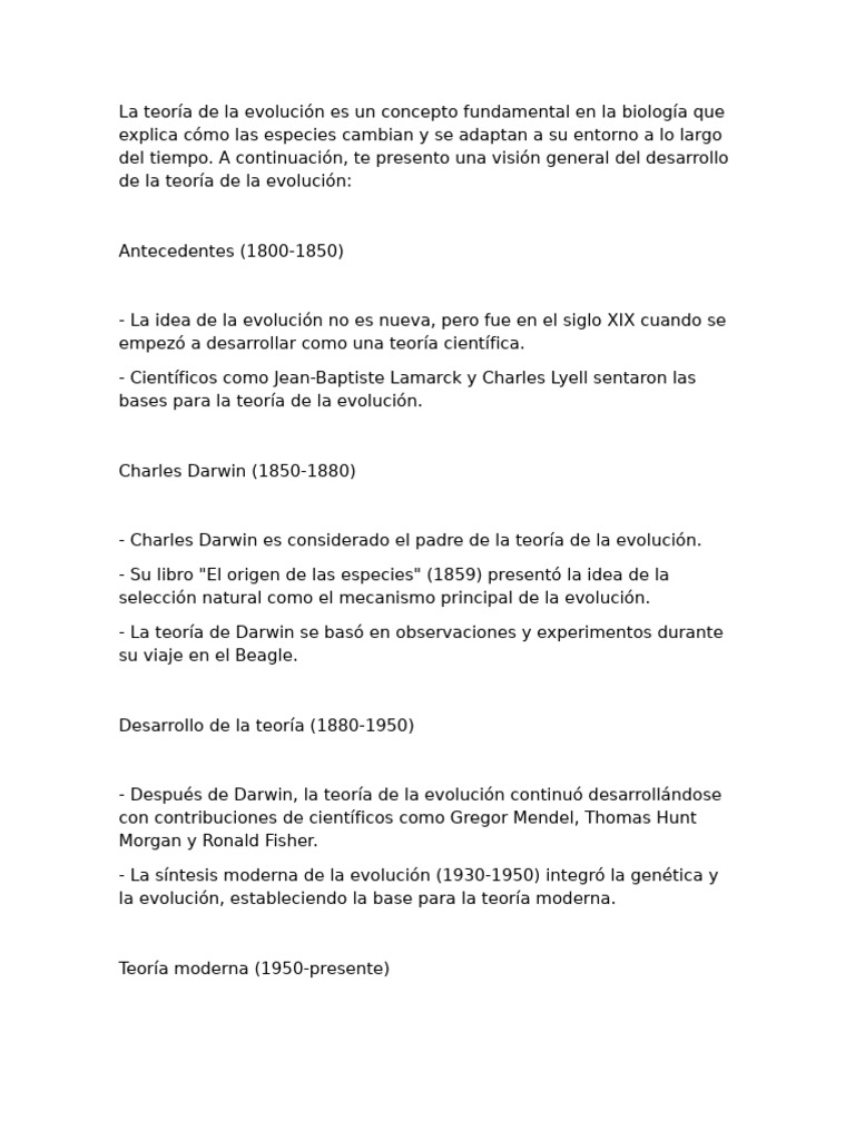Desarrollo de La Teoría de La Evolución | PDF