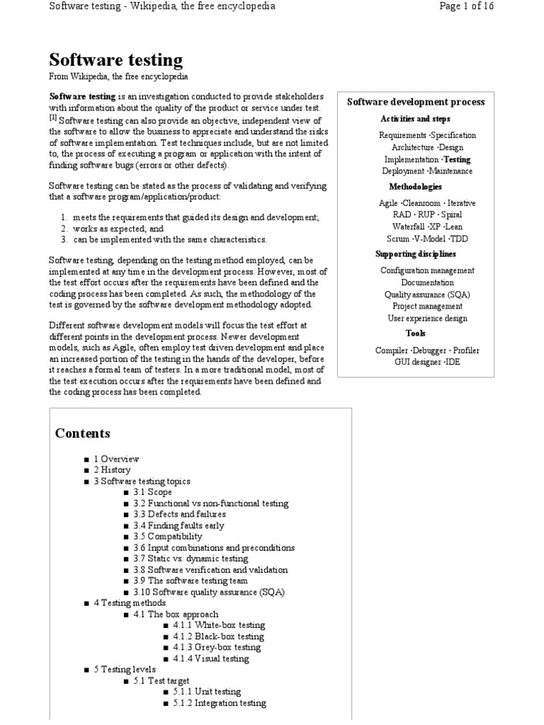 Wiki Software Testing | PDF | Software Testing | Software Development