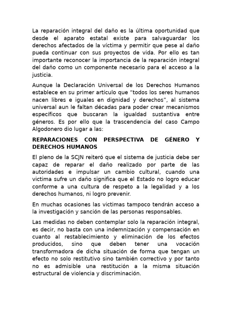 Reparaciones Con Perspectiva de Género Y Derechos Humanos | PDF