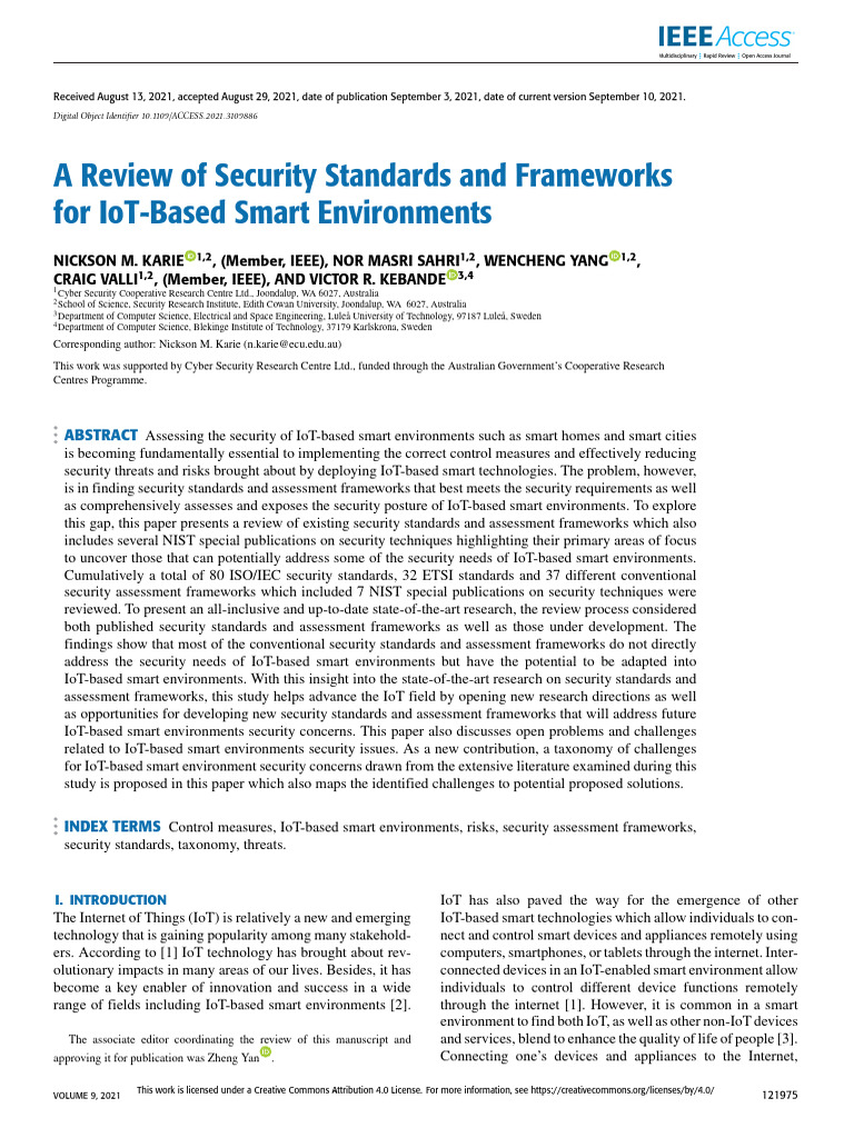 A Review of Security Standards and Frameworksfor IoT-Based Smart ...