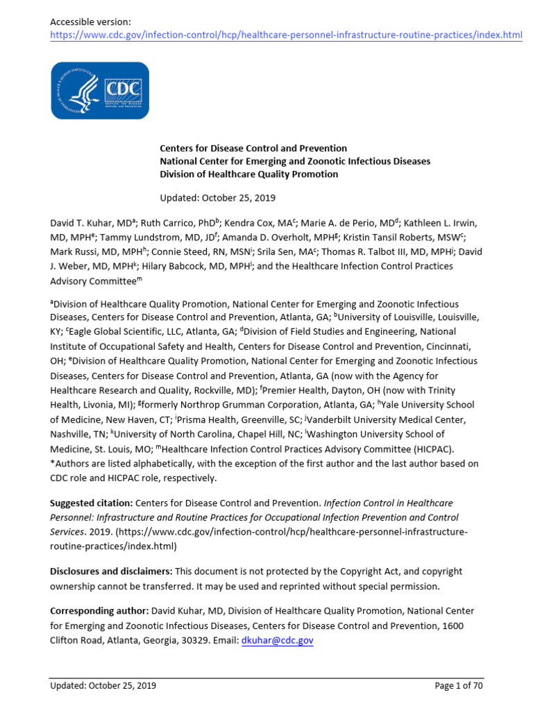 Guideline Infection Control HCP H | PDF