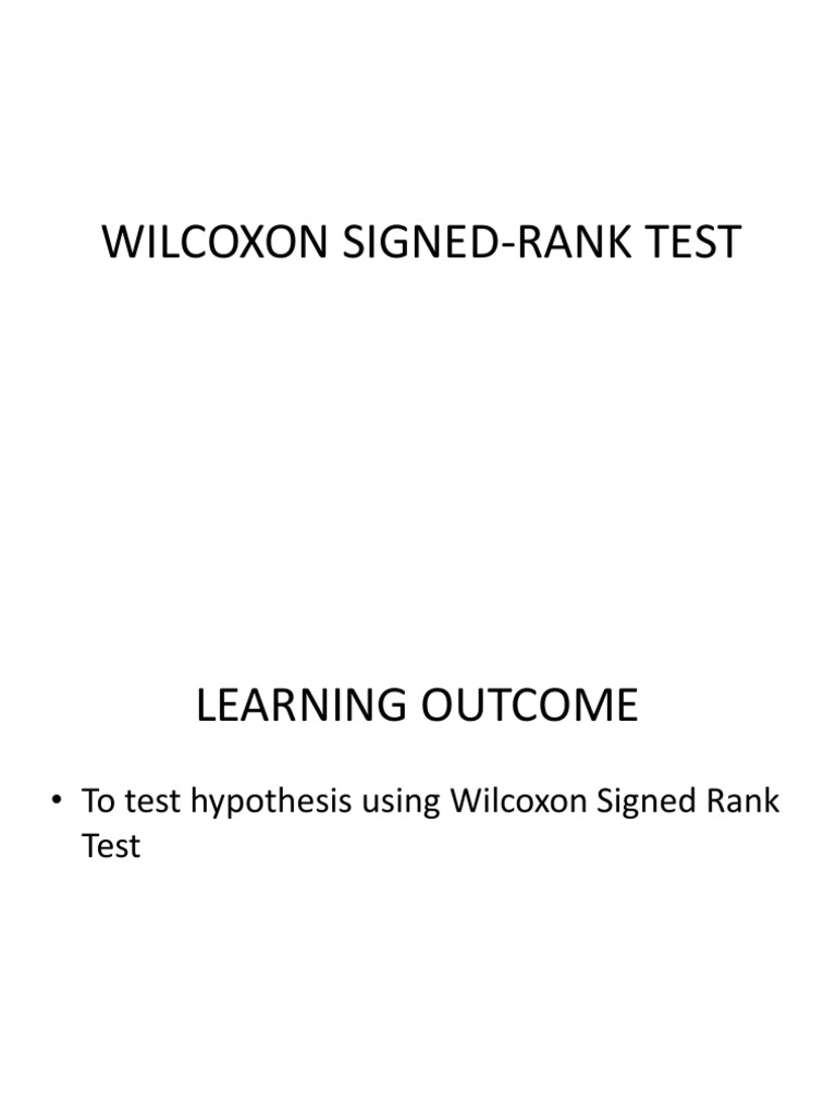 Wilcoxon Signed-Rank Test | PDF | Statistical Significance | Median