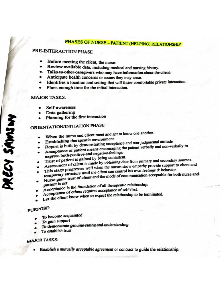 Phases of Nurse Patient Relationship PDF