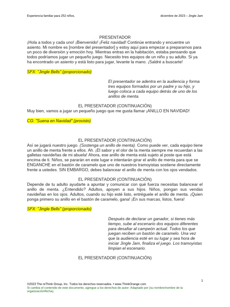 2023 - Jingle - Jam - Script Spanish | PDF