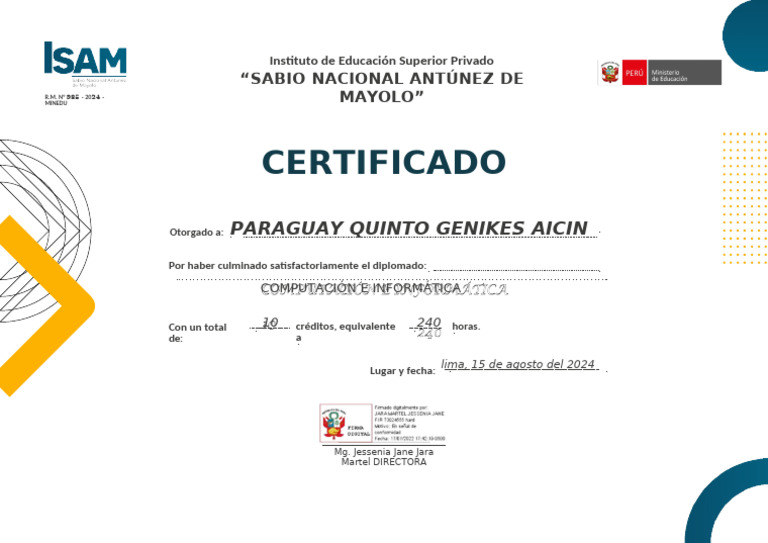 Certificado Computacion E Informatica Word Pdf