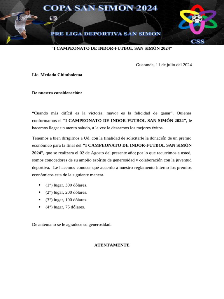 Oficios I CAMPEONATO DE INDOR | PDF